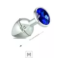 Plug de Metal M Cromado (SX021) - Pedra Azul
