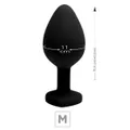 Plug Silicone M Preto Base Formato de Coração SI (7206P) - Pedra Vermelha