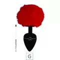 Plug de Silicone G Preto Com Pom Pom SI (8642) - Vermelho