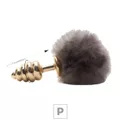 Plug De Metal P Com PomPom (MT046) - Marrom