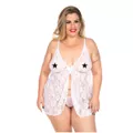 *Camisola Renda Curta Plus Size - (PS2063) - Branco