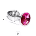 Plug de Metal P Cromado Com Strass 6cm SI (5845) - Pedra Pink