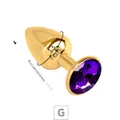 Plug de Metal G Dourado Com Strass SI (7054) - Pedra Roxa