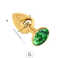 Plug de Metal G Dourado Com Strass SI (7054) - Pedra Verde