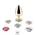 Plug de Metal M Personalittè Com Duas Pedras - (HA186) - Dourado