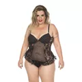 *Body Agatha Plus Size (PS2050) - Preto c/ Branco