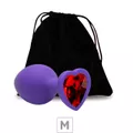 Plug De Silicone M Roxo Pedra Formato de Coração (SX294) - Pedra Vermelha