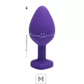 Plug De Silicone M Roxo Pedra Formato de Coração (SX294) - Pedra Vermelha