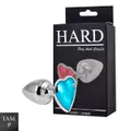 Plug de Metal Cromado Com Pedra de Coração (HA161C)- - Azul