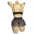 Conjunto Coração Com Sainha (ID1118)- - Preto c/ Rosa