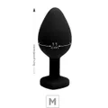 Plug De Silicone M Preto Pedra Formato de Coração - (SX294) - Pedra Verde