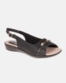 Slingback Jasmim Rasteira - Preto / Palmilha Bege