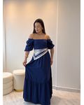 Vestido Longo Bianca Azul Marinho