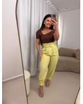 Calça cargo Betina Amarelo Manteiga