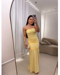 Vestido longo Gisele Amarelo Manteiga
