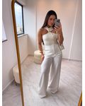 Calça alfaiataria pantalona Poliana Branco
