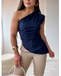 Blusa Assimétrica Maitê Azul Marinho