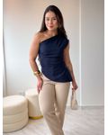 Blusa Assimétrica Maitê Azul Marinho