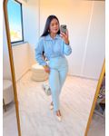 Camisa Cropped Ester Azul