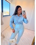 Camisa Cropped Ester Azul