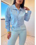 Camisa Cropped Ester Azul