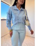 Camisa Cropped Ester Azul