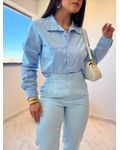 Camisa Cropped Ester Azul