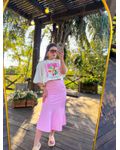Saia Midi Cetim Liz Rosa