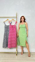 Vestido de Alça Estampado Verde