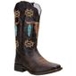 Bota Texana Feminina Western Touro Boho Café em Couro