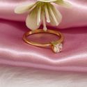Anel Solitario Banhado a Ouro Modelo Elegance