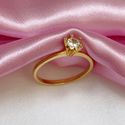 Anel Solitario Banhado a Ouro Com Zirconia 6 Pontas