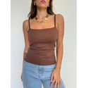 Blusa Cintia regata basica alça fina - Marrom