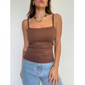 Blusa Cintia regata basica alça fina - Marrom