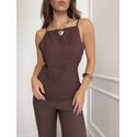 Blusa alfaiataria frente única Sasha - Marrom