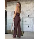 Calca Marieta Alfaiataria Wide Leg - Marrom 