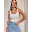 Blusa Cris regata canelada - Branco