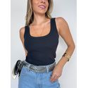 Blusa Cris regata canelada - Preto 