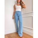 Calça Guta Wide Leg Cintura media - Jeans claro 
