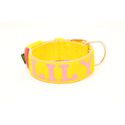 Coleira Para Cachorro Personalizada (amarelo e rosa) 