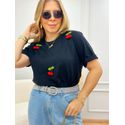 T-Shirt Cherry 3D Preta 