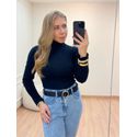 Blusa Gola Canelada Preta