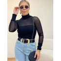 Blusa Tule Gola Preta