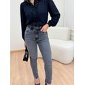 Calça Mom Black Com Cinto Jeans Preto