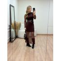 Vestido Tule Midi Marrom