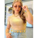Blusa Tule Metalizada Dourada