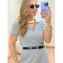 Cropped Olive Listrado