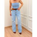 Calça Wide Leg Destroyed Jeans