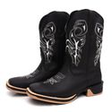 Bota Texana Masculina Country Bico Quadrado Couro Sola Jump Delegada