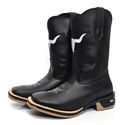 Bota Texana Masculina Country Bico Quadrado Couro Sola Jump Delegada Cano Alto Preta 